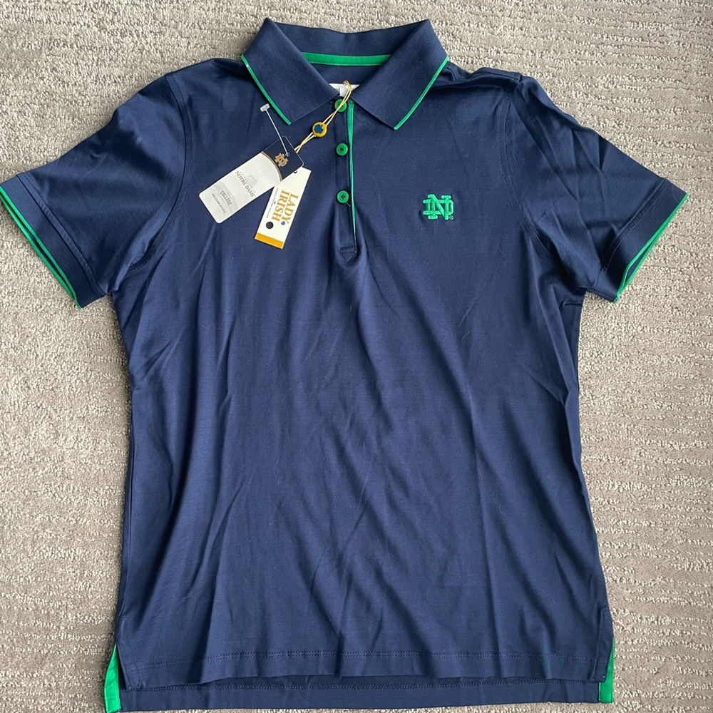 NOTRE DAME Lady Irish designed by Peter Millar women’s golf polo-NEW WITH TAGS!